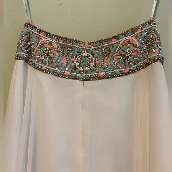 TONY BOWLS TB11670 IVORY | size 4 | two piece beaded lace white prom dress - Picture 10 of 15